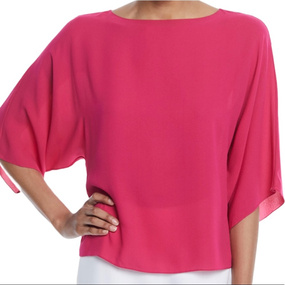 Michael Kors COLLECTION Boat-Neck Silk Georgette Blouse S NEW